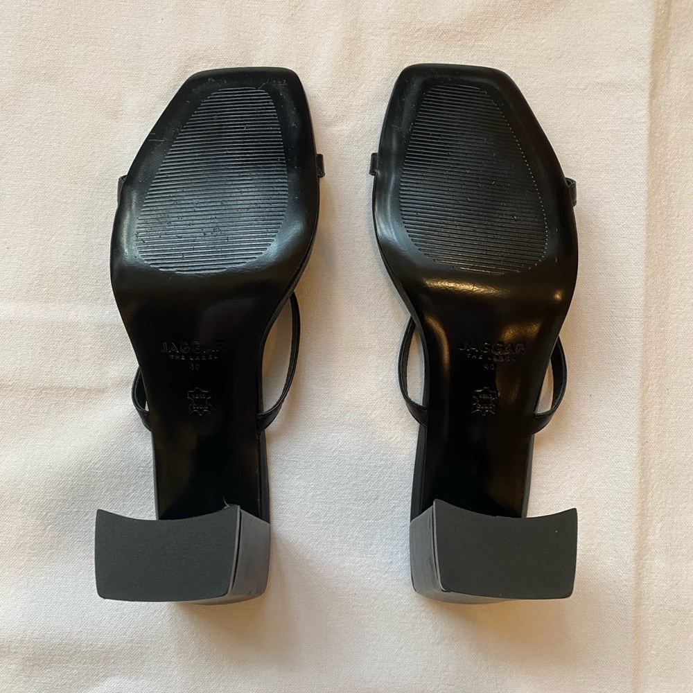 JAGGAR the Label, Black Leather, Block Heel, Strappy Sandals, Size 40 (9 US) - Picture 4 of 7